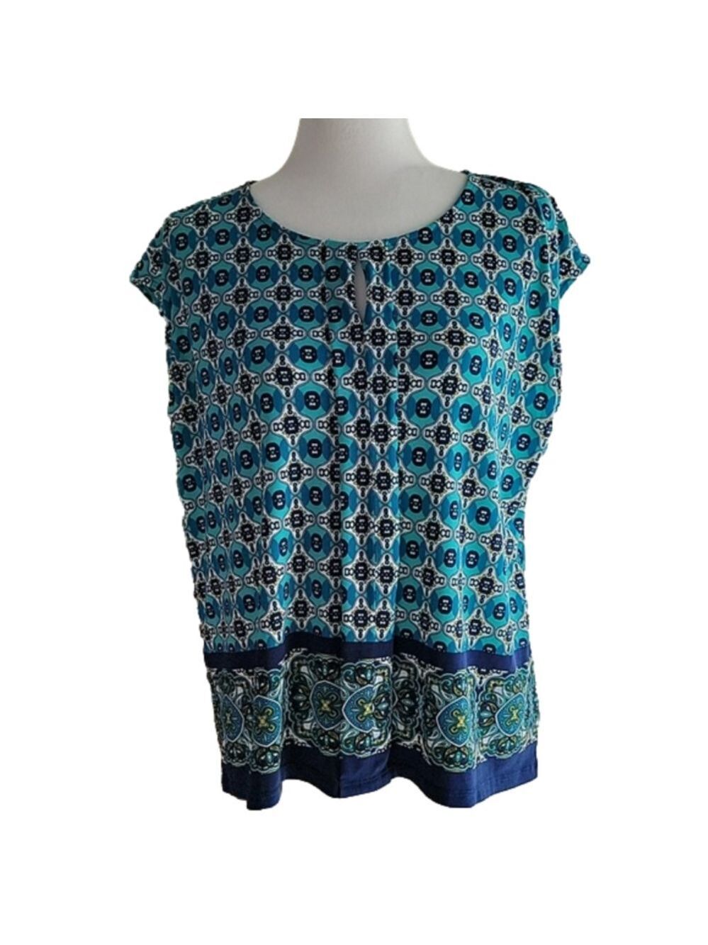 Liz Claiborne Sleeveless Keyhole Blouse Size Large EUC
